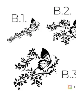 Nálepky na stenu Nálepka na stenu - Kvety a motýľ
