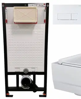Záchody DEANTE Podstavný rám, pre závesné WC misy + SLIM tlačidlo bílé  + WC MYJOYS MY2 + SEDADLO CST_WC01 A51P MY2