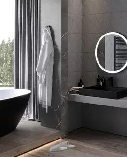 Kúpeľňa MEXEN - Esso zrkadlo s osvetlením 70 cm, LED 6000K čierny rám 9825-070-070-611-70