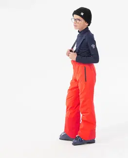 nohavice Detské hrejivé a nepremokavé lyžiarske nohavice PNF 900 červené