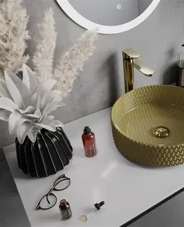 Kúpeľňa MEXEN - Aura sklenené umývadlo 39x39 cm, zlaté 24013950
