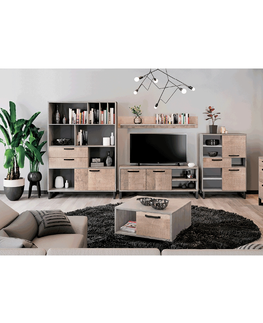 TV stolíky KONDELA Baria 2D/140 tv stolík dub pieskový / sivá