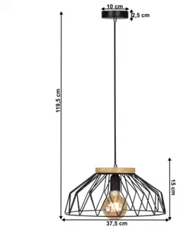 Lampy Visiaca lampa, čierna/prírodná, drevo/kov, TREX TYP 2