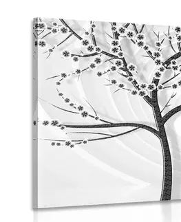 Čiernobiele obrazy Obraz moderný čiernobiely strom na abstraktnom pozadí