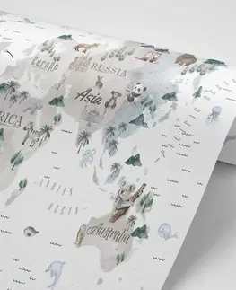 Tapety mapy Tapeta minimalistická mapa so zvieratkami