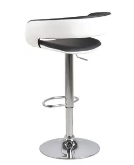 Barové stoličky Dkton Dizajnová barová stolička Natania, bielo čierna a chrómová
