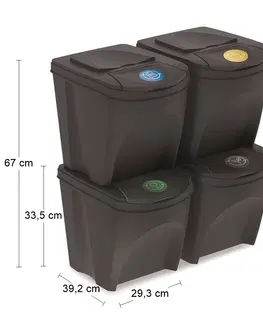 Odpadkové koše NABBI IKWB25S4 odpadkový kôš na triedený odpad (4 ks) 25 l antracit
