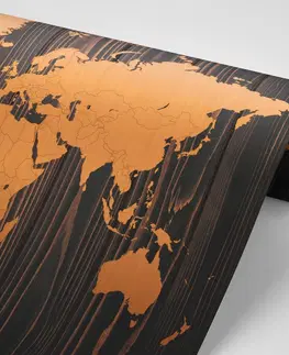 Samolepiace tapety Samolepiaca tapeta oranžová mapa na dreve