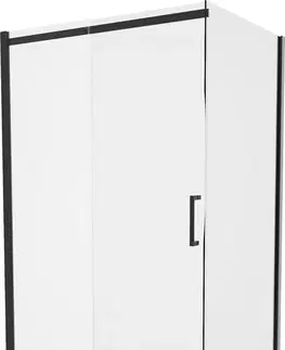 Vane MEXEN/S - Omega sprchovací kút 100x80, transparent, čierna + biela vanička so sifónom 825-100-080-70-00-4010B