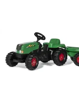 Detské vozítka a príslušenstvo RollyToys Šliapací traktor Rolly Kid s vlečkou, zeleno-červená