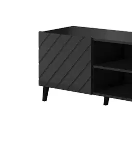 TV stolíky CAMA MEBLE Abeto 150 tv stolík čierna / čierny lesk