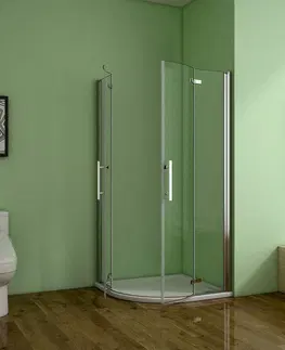 Sprchovacie kúty H K - Štvrťkruhový sprchovací kút MELODY S4 80 cm s dvojkrídlovými dverami vrátane sprchovej vaničky z liateho mramoru SE-MELODYS480 / THOR-80Q