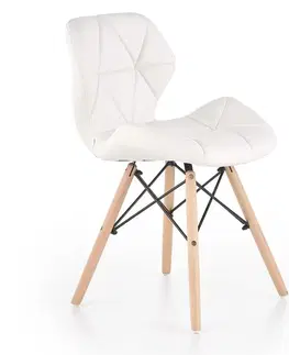 Čalúnené stoličky Stolička K281 ekokoža/drevo biela 48x51x74