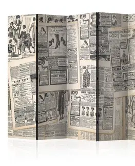 Paravány Paraván Vintage Newspapers Dekorhome 135x172 cm (3-dielny)
