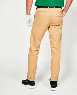 nohavice Pánske bavlnené golfové nohavice MW500 béžové