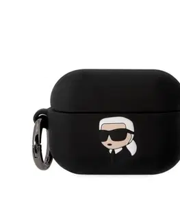 Slúchadlá Karl Lagerfeld 3D Logo NFT Karl Head silikónový obal pre Apple AirPods Pro 2, čierny