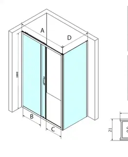 Sprchovacie kúty GELCO - SIGMA SIMPLY bočná stena, 700, sklo Brick GS4370