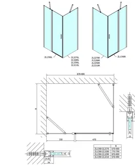 Sprchové dvere POLYSAN - ZOOM obdĺžniková sprchová zástena 900x700, L/P varianta ZL1390ZL3270