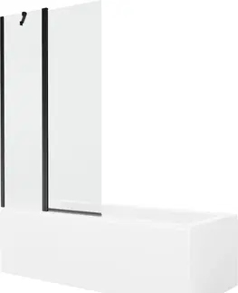 Sprchové dvere MEXEN/S - Cubik obdĺžniková vaňa 150 x 70 cm s panelom + vaňová zástena 100 cm, transparent, čierna 550315070X9410117000