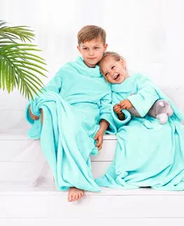 Detské deky Decoking Deka s rukávmi Lazy Kids tyrkysová, 90 x 105 cm