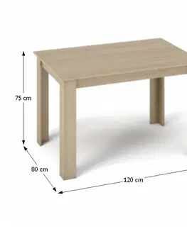 Jedálenské stoly KONDELA Kraz jedálenský stôl 120x80 cm dub sonoma