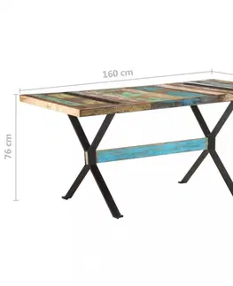 Jedálenské stoly Jedálenský stôl drevo / oceľ Dekorhome 140x70x76 cm
