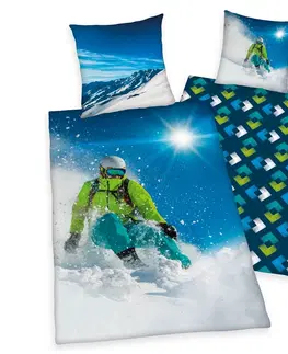 Obliečky Herding Bavlnené obliečky Skiing, 140 x 200 cm, 70 x 90 cm