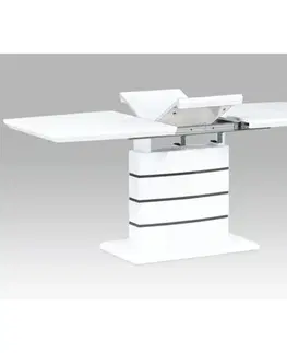 Jedálenské stoly Jedálenský rozkladací stôl, biela s vysokým leskom HG, 140-180x90 cm, MEDAN