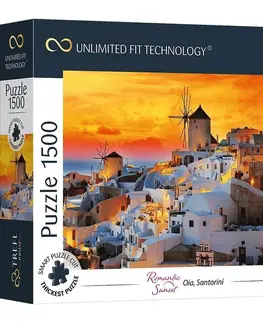 Hračky puzzle TREFL - Prime puzzle 1500 UFT - Romantický západ slnka: Oia, Santorini