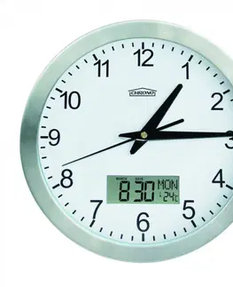 Hodiny Nástenné hodiny s teplomerom a dátumom, Chrono, 25 cm
