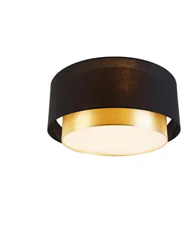 Stropne svietidla Moderné stropné svietidlo čierne so zlatým 50 cm 3-svetlo - Drum Duo