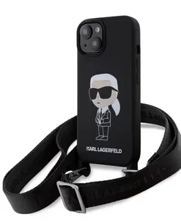 Puzdrá na mobilné telefóny Karl Lagerfeld Liquid Silicone Crossbody Ikonik pre Apple iPhone 15, čierne 57983116865