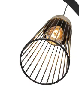 Zavesne lampy Dizajnové závesné svietidlo čierne so zlatým 3-svetlom - Maura
