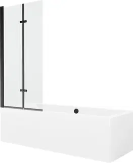 Sprchové dvere MEXEN/S - Cube obdĺžniková vaňa 170 x 80 cm s panelom + vaňová zástena 80 cm, transparent, čierna 550517080X9208027000