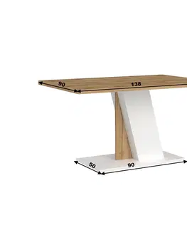 Jedálenské stoly TORIS jedálenský stôl, biela / dub Wotan 