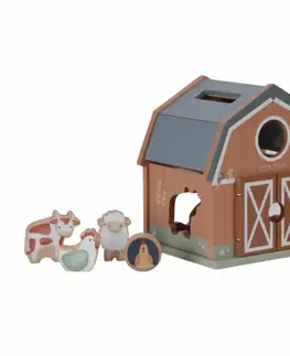Drevené hračky LITTLE DUTCH - Domček s vkladacími tvarmi drevený Farma