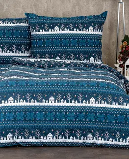 Obliečky 4Home Bavlnené obliečky Winter village, 140 x 200 cm, 70 x 90 cm