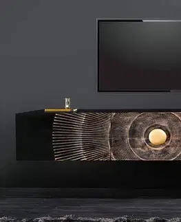 TV stolíky LuxD Dizajnový závesný TV stolík Venetia 160 cm čierno-zlatý