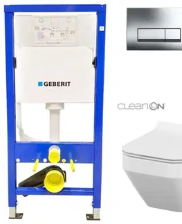 Kúpeľňa GEBERIT DuofixBasic s chrómovým tlačidlom DELTA51 + WC CERSANIT CLEANON CREA štvorec + SEDADLO 458.103.00.1 CR2
