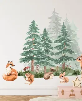 Nálepky na stenu Les plný zvieratiek - samolepky na stenu pre deti