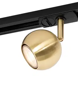 Kolajnicove svietidla Moderný 1-fázový koľajnicový reflektor čierny so zlatou - Gissi