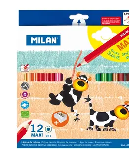 Hračky MILAN - Pastelky maxi šesťhranné 12 ks + orezávatko
