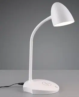 Stolové lampy na písací stôl Reality Leuchten Stolná LED Load indukčná nabíjacia stanica biela
