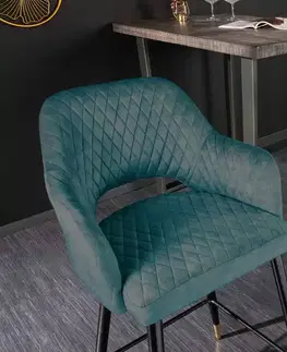 Barové stoličky LuxD Dizajnová barová stolička Laney petrolejový zamat