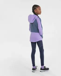 bežecké oblečenie Detské bežecké legíny Kiprun Care 500 bez švov tmavomodro-svetlofialové
