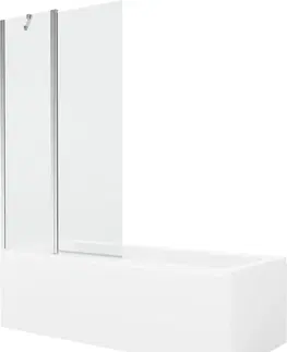 Sprchové dvere MEXEN/S - Cubik obdĺžniková vaňa 150 x 70 cm s panelom + vaňová zástena 100 cm, transparent, chróm 550315070X9401010100