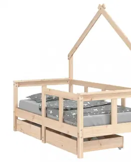 Detské izby Detská domčeková posteľ so šuplíkmi Dekorhome 80 x 160 cm