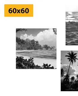 Zostavy obrazov Set obrazov dovolenka pri mori v čiernobielom prevedení