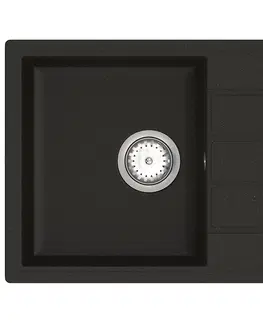 Kuchynské drezy NABBI Eden ENB 02-76 granitový kuchynský drez so sifónom 75,5x43,5 cm čierna