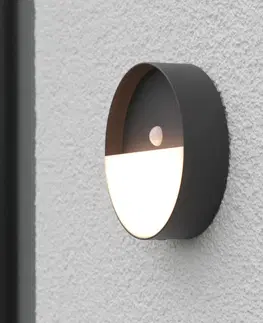 Vonkajšie nástenné svietidlá so senzorom Eco-Light Meg LED dobíjacie vonkajšie nástenné svietidlo, antracitová farba, Ø 15